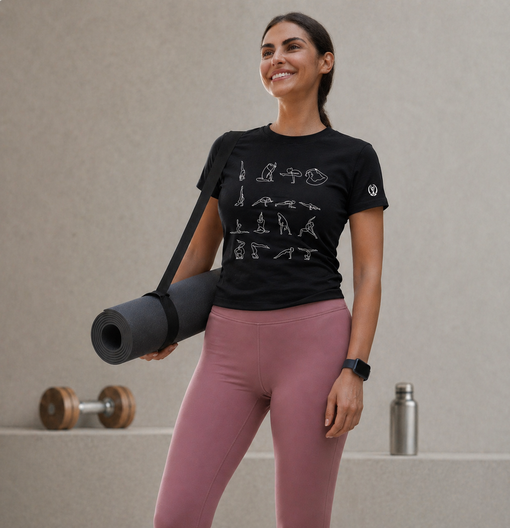 Minimal Yoga Asana Line Art Tee