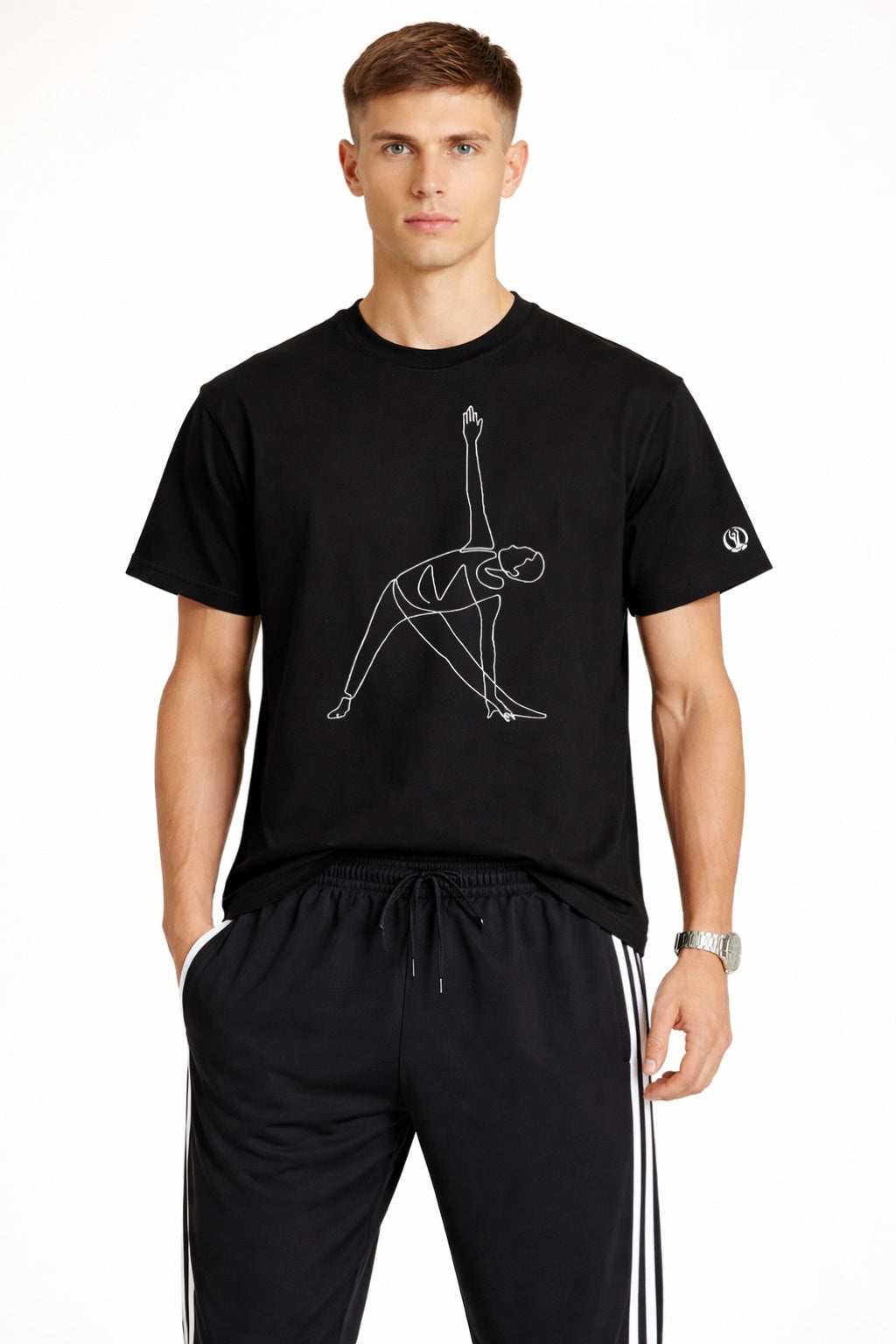 Yoga pose line art men's tee
